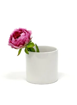 4in Tall Gloss White Ceramic Cylinder