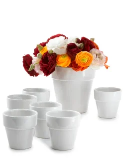 3in Tall Gloss White Standard Pot, Set of 6