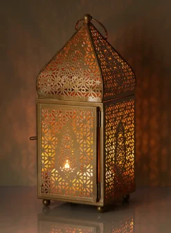 12in Tall Gold Alhambra Square Lantern