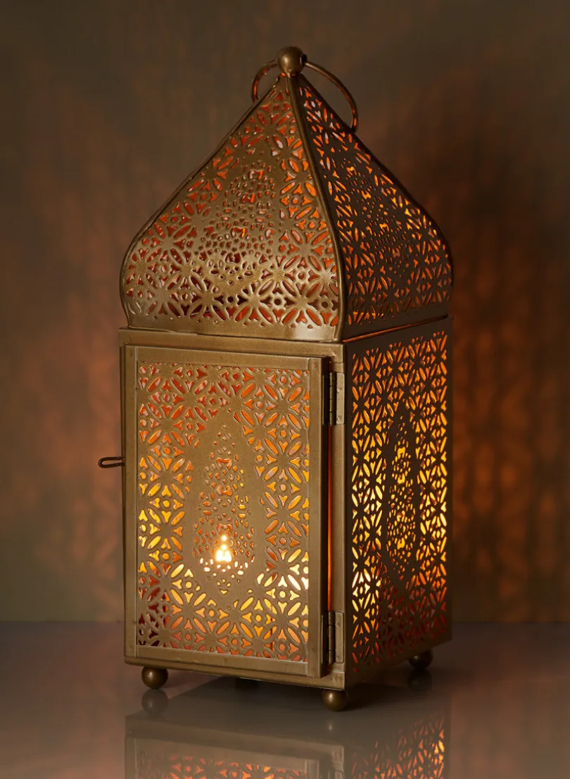 12in Tall Gold Alhambra Square Lantern