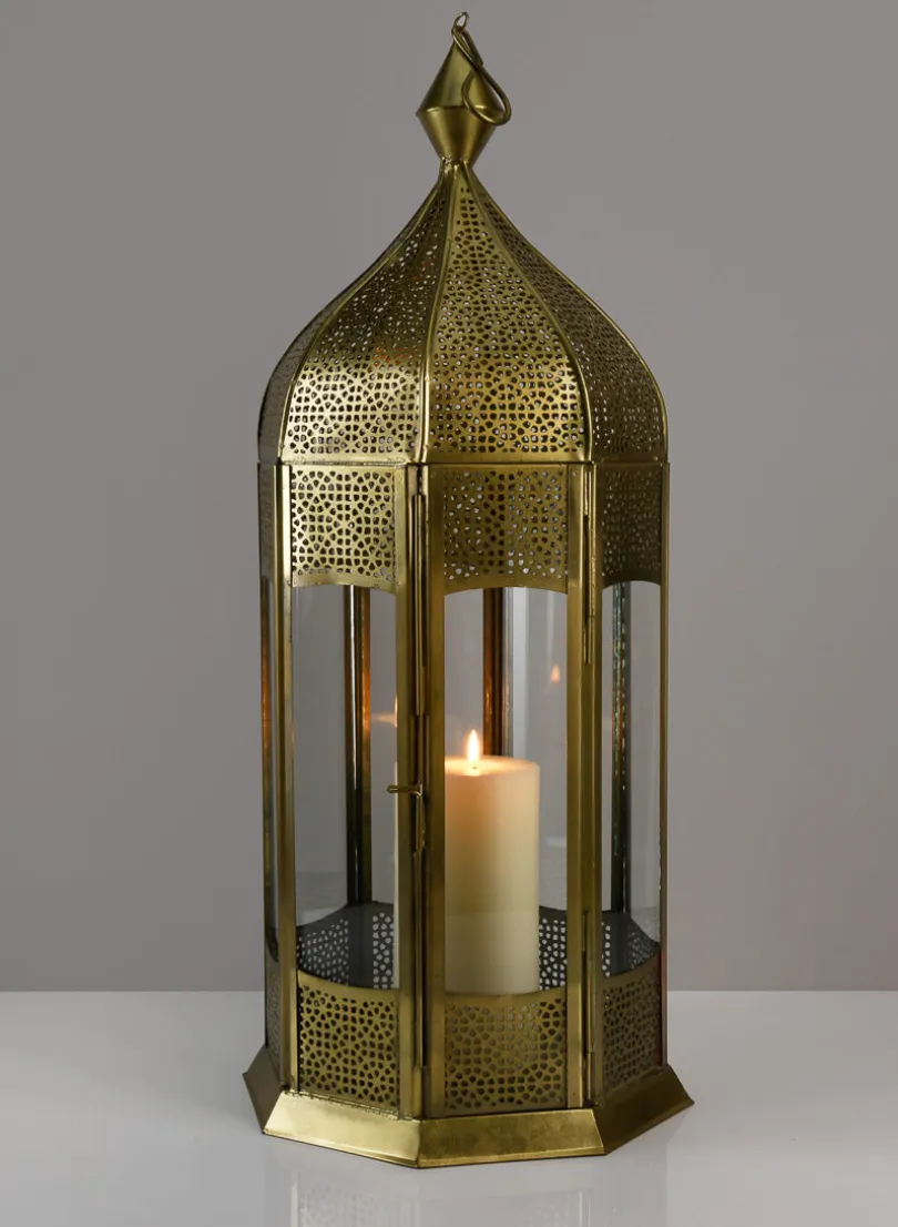 21.5in Tall Gold Aravali Lantern