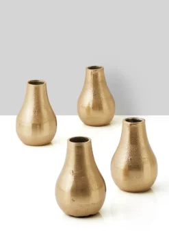 4in Tall Gold Bud Aluminum Vase, Set of 4