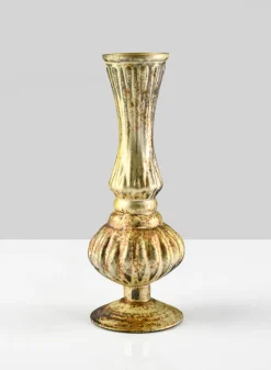 7in Tall Gold Diamond Glass Bud Vase