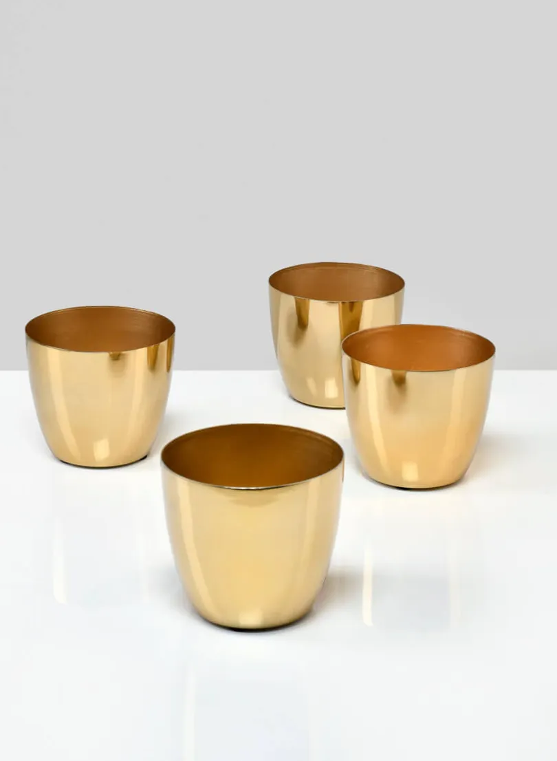 3.5in Tall Gold Elegance Iron Cachepot, Set of 4