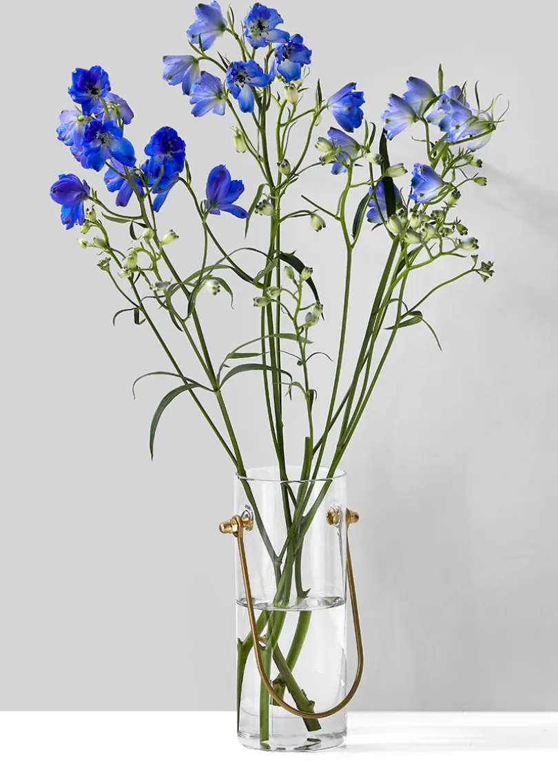 6in Tall Gold Handle Glass Vase