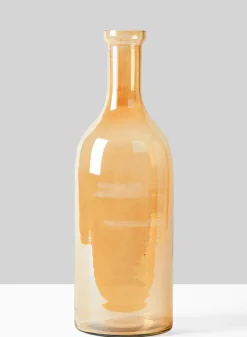 12in Tall Gold Luster Glass Bottle Vase