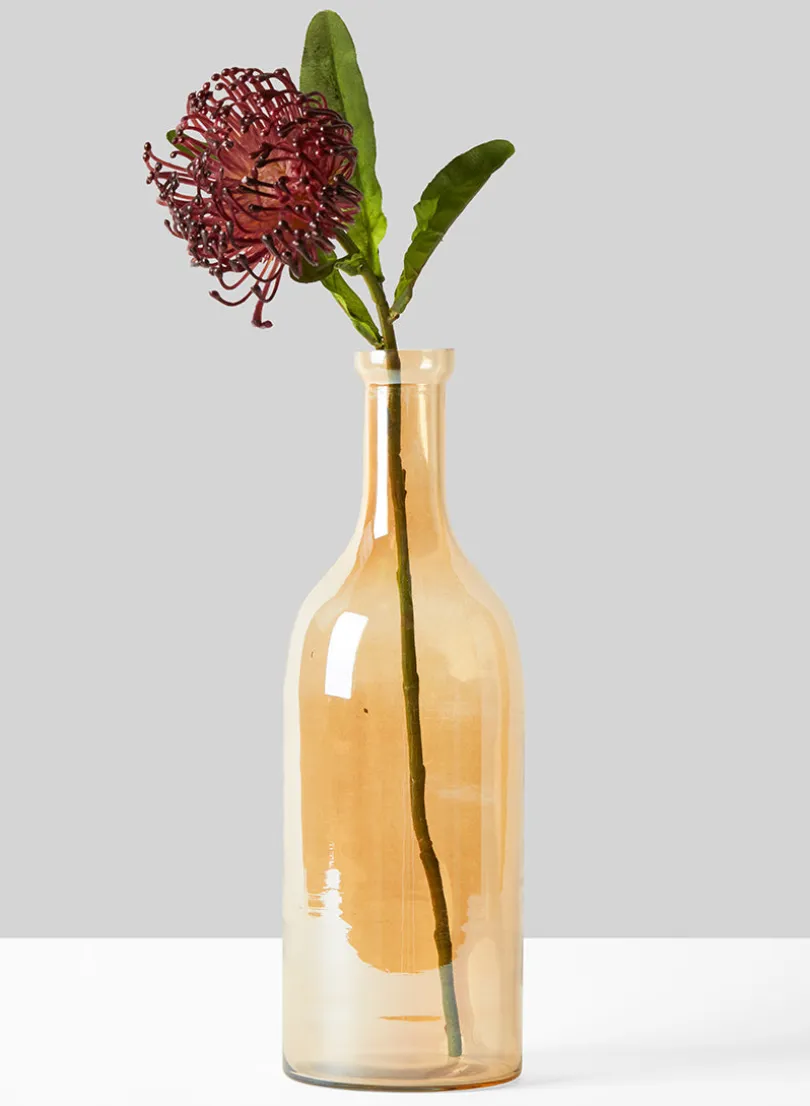 12in Tall Gold Luster Glass Bottle Vase