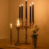 14in Tall Gold Metal Candelabra
