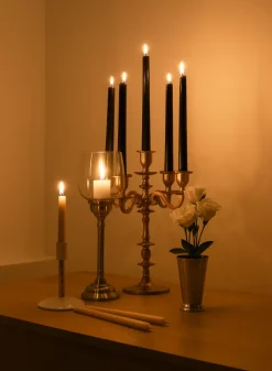 14in Tall Gold Metal Candelabra