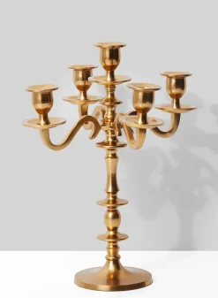 14in Tall Gold Metal Candelabra
