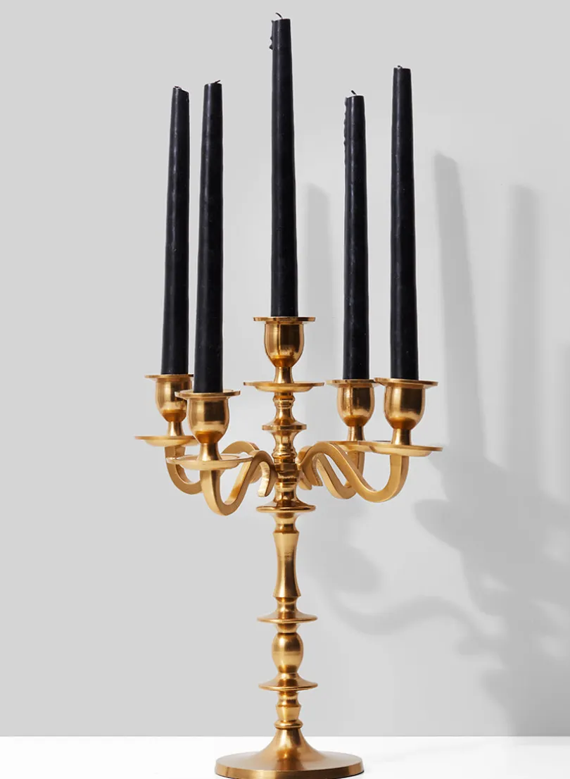 14in Tall Gold Metal Candelabra