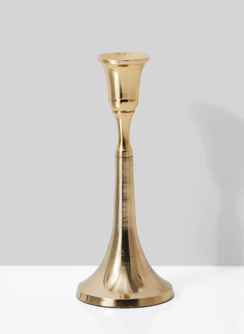 7in Tall Gold Metal Candlestick