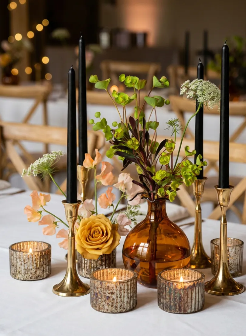 7in Tall Gold Metal Candlestick