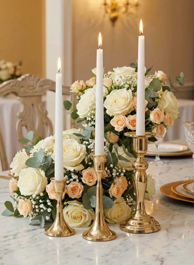 7in Tall Gold Metal Candlestick