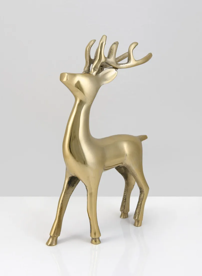 8in Tall Gold Metal Reindeer