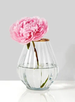 6in Tall Gold Rim Balloon Glass Vase