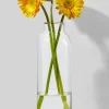 11.5in Tall Gold Rim Glass Vase, Small Mouth