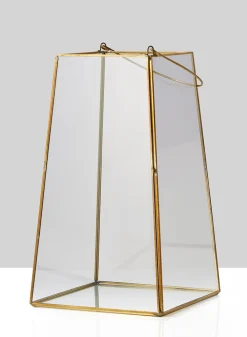 12in Tall Gold Trapezoid Lantern