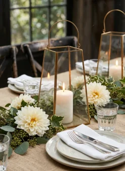 12in Tall Gold Trapezoid Lantern