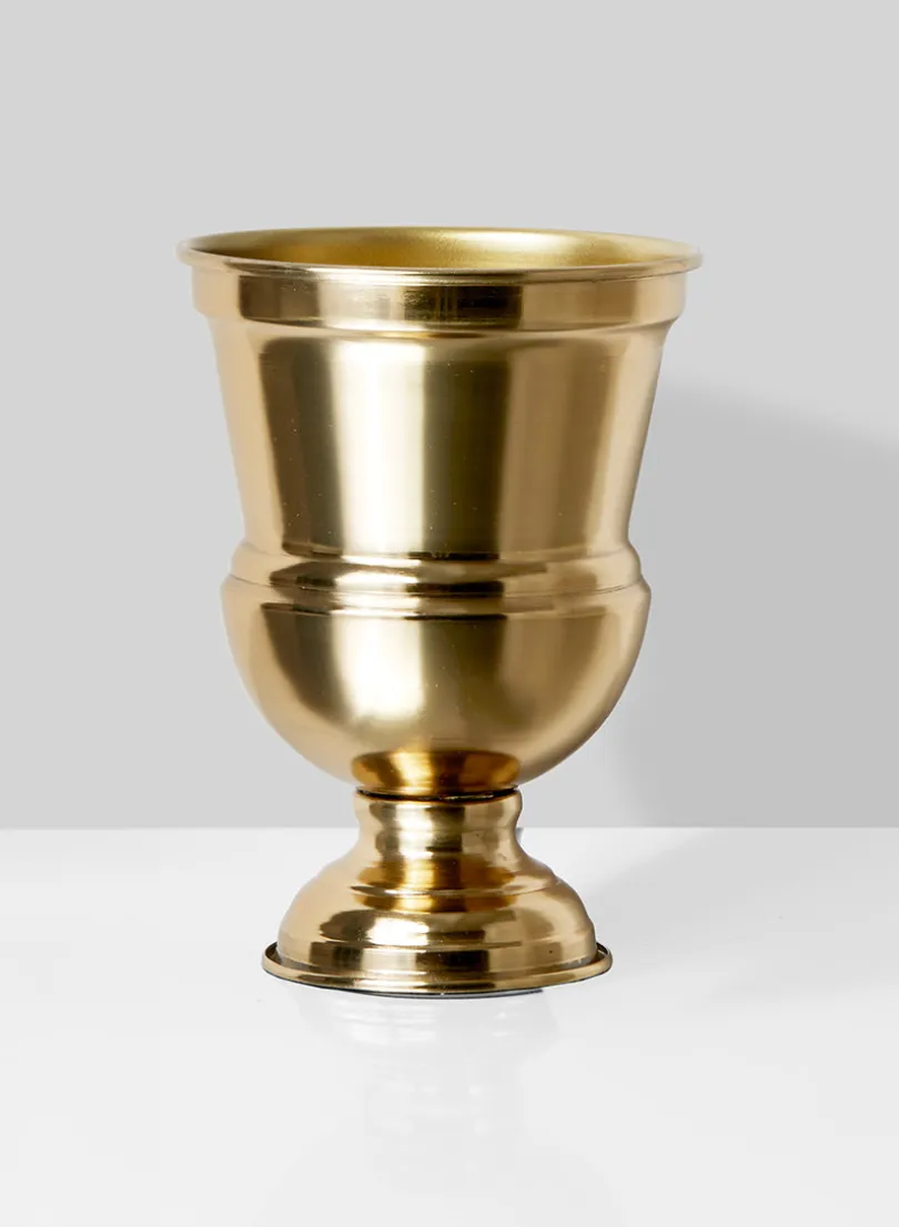7.5in Tall Gold Urn Iron Vase