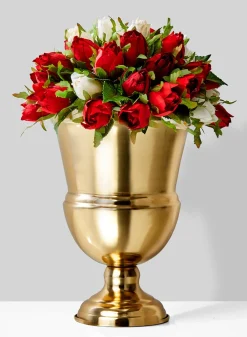 10.25in Tall Gold Urn Steel Vase