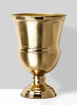 10.25in Tall Gold Urn Steel Vase