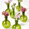 4in Tall Green Ball Bud Glass Vase