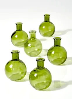 4in Tall Green Ball Bud Glass Vase