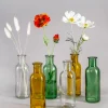 6.5in Tall Green Glass Bottle Bud Vases, Set of 6