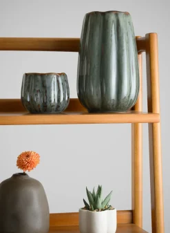 11in Tall Grey Glazed Leif Ceramic Vase