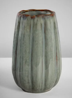 11in Tall Grey Glazed Leif Ceramic Vase