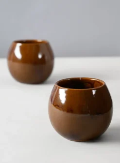 3.25in Tall Guan Oxblood Mini Ceramic Pots, Set of 2