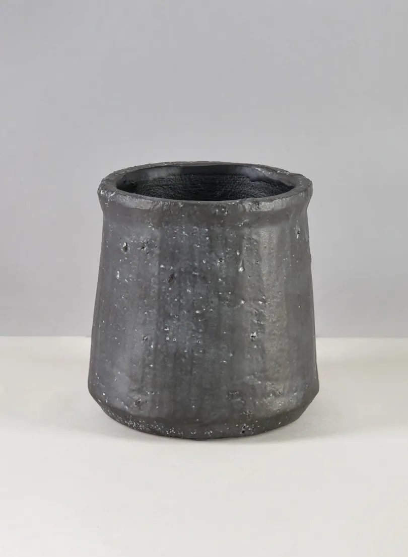 5in Tall Hagi Black Terrazo Ceramic Planter