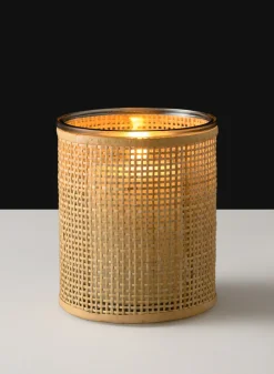 6in Tall Haiphong Cane Weaved Glass Cylinder