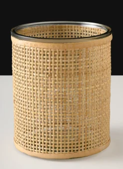 6in Tall Haiphong Cane Weaved Glass Cylinder