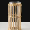 10in Tall Halong Cane Weaved Glass Cylinder