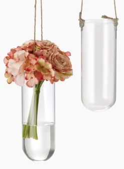 8.5in Tall Hanging Glass Vase With Jute Cord