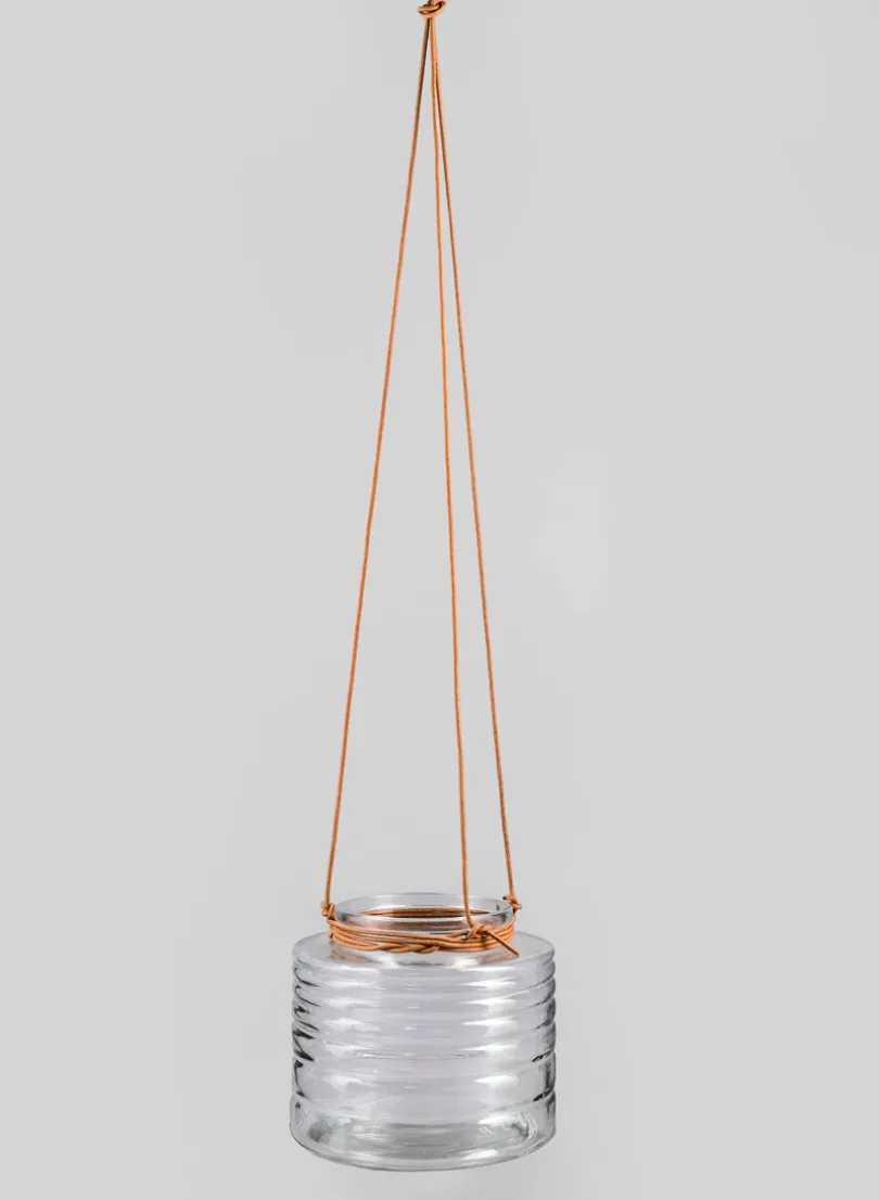 5in Tall Hanging Rippled Glass Vase