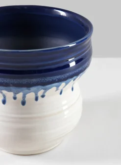 5.5in Tall Harami Running Blue Ceramic Pot