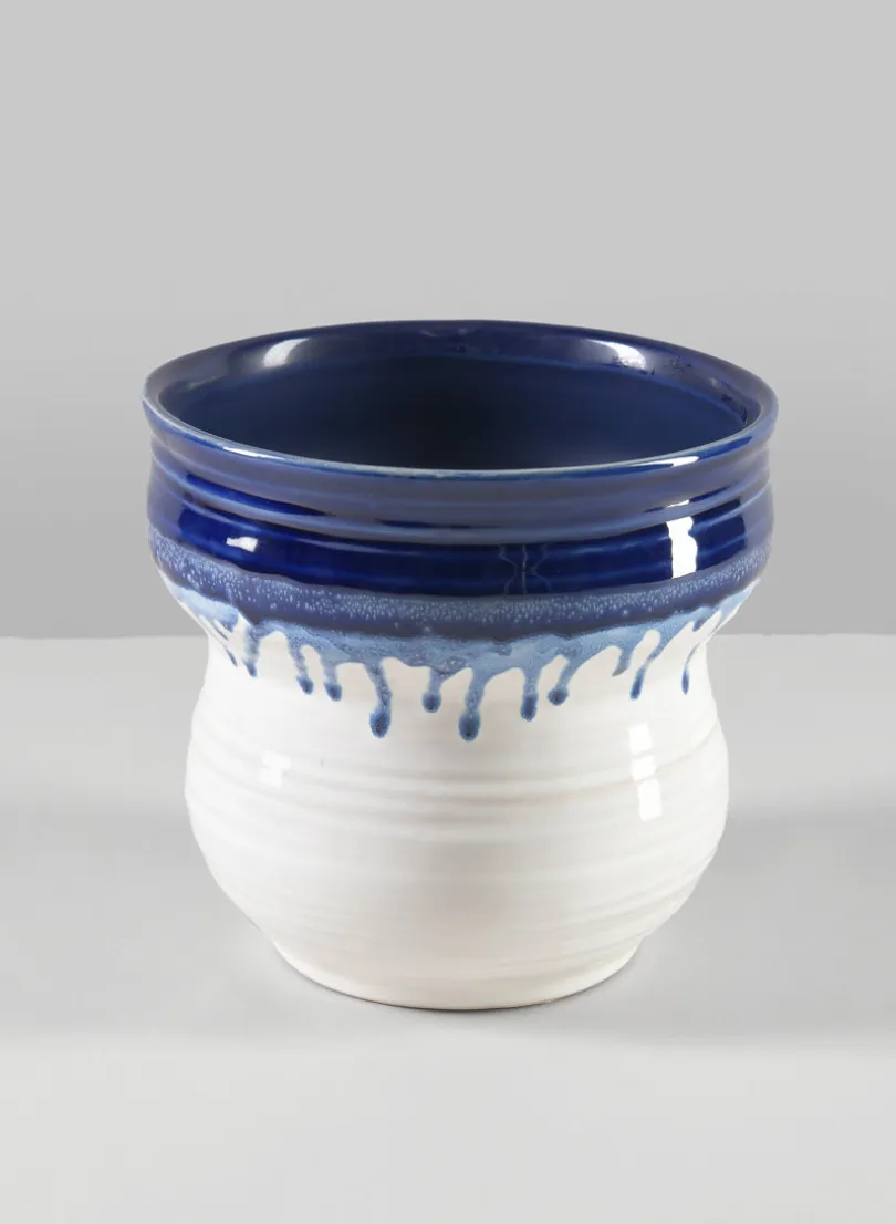 5.5in Tall Harami Running Blue Ceramic Pot