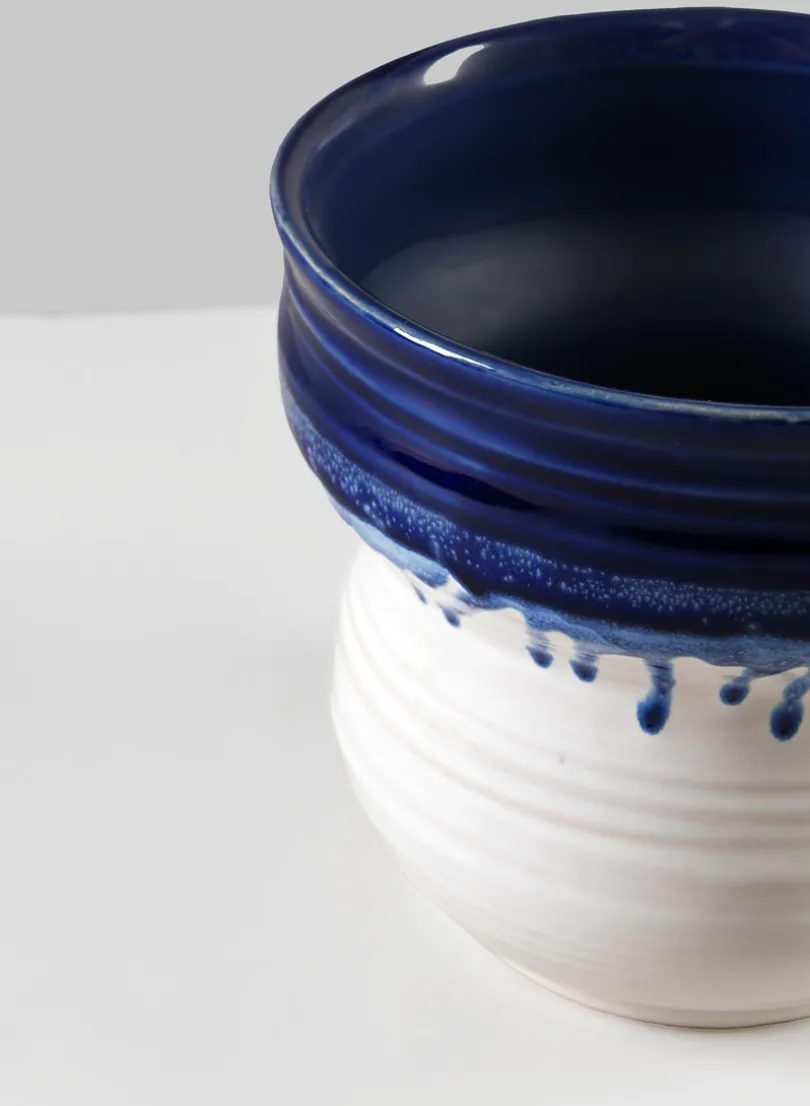 5.5in Tall Harami Running Blue Ceramic Pot