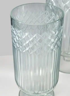 13in Tall Harem Cut Work Hurricane Glass Vase