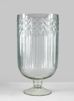 15in Tall Harem Cut Work Hurricane Glass Vase