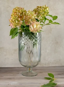 15in Tall Harem Cut Work Hurricane Glass Vase