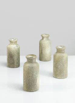 4.5in Tall Harem Gilded Glass Mini Bottle, Set of 4