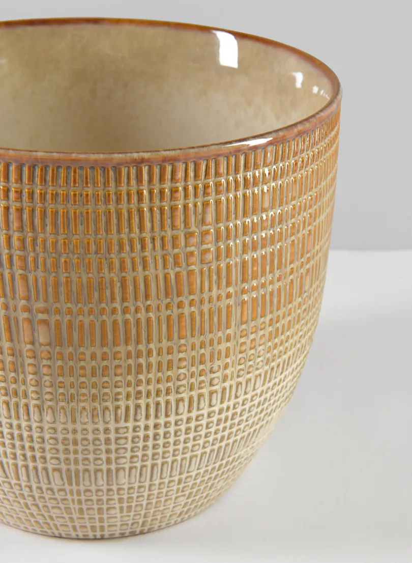7in Tall Hinata Glazed Ceramic Cachepot