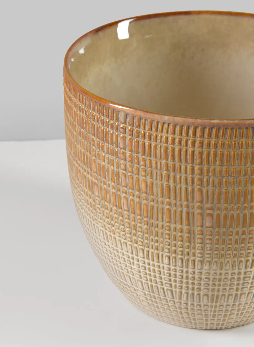 7in Tall Hinata Glazed Ceramic Cachepot