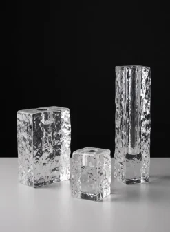 2.75in Tall Ice Block Taper Glass Holder