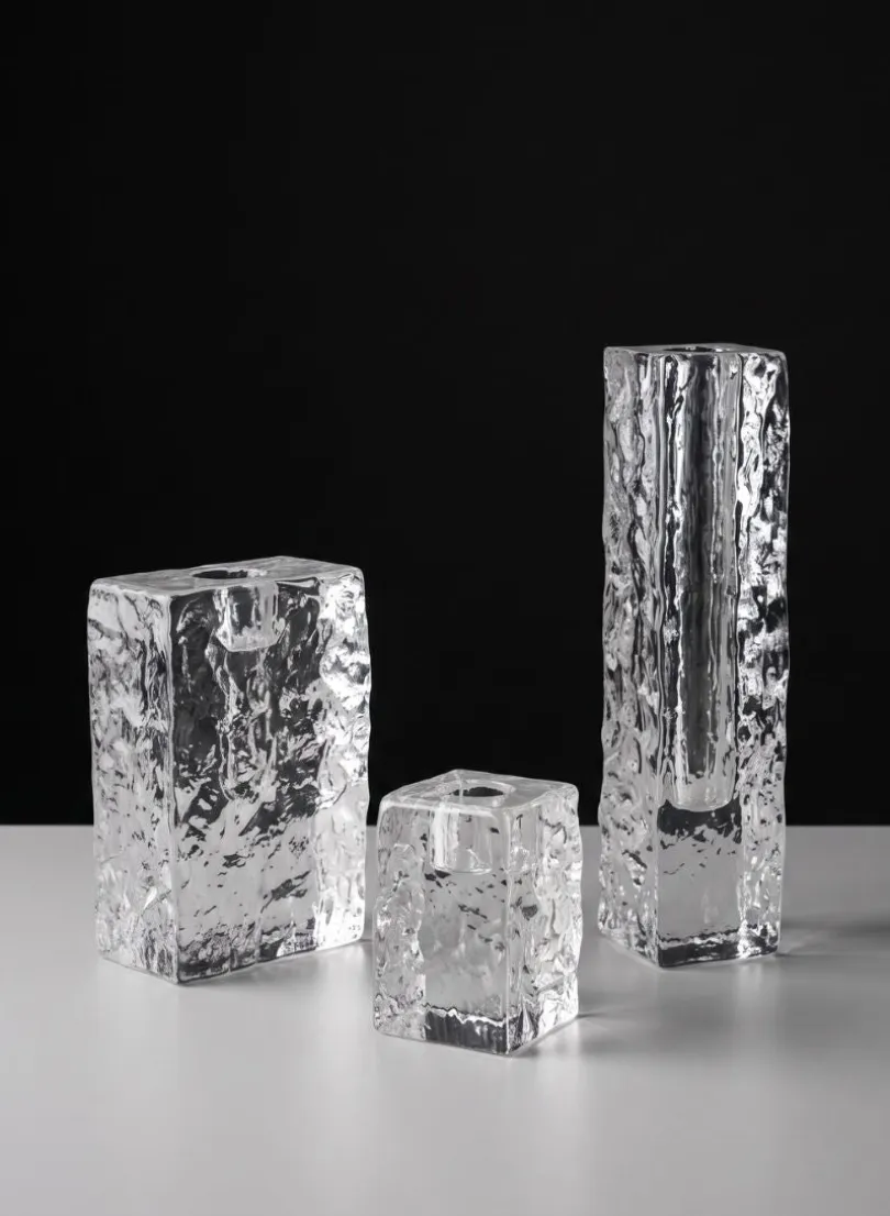 2.75in Tall Ice Block Taper Glass Holder