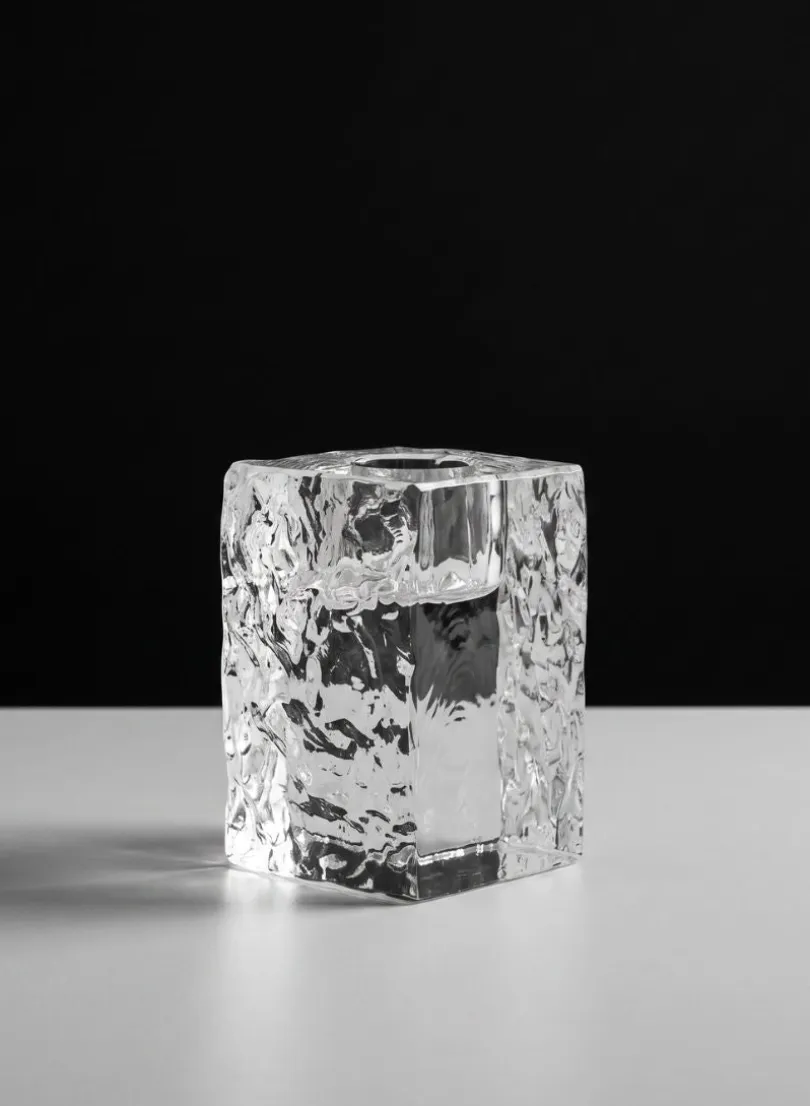 2.75in Tall Ice Block Taper Glass Holder